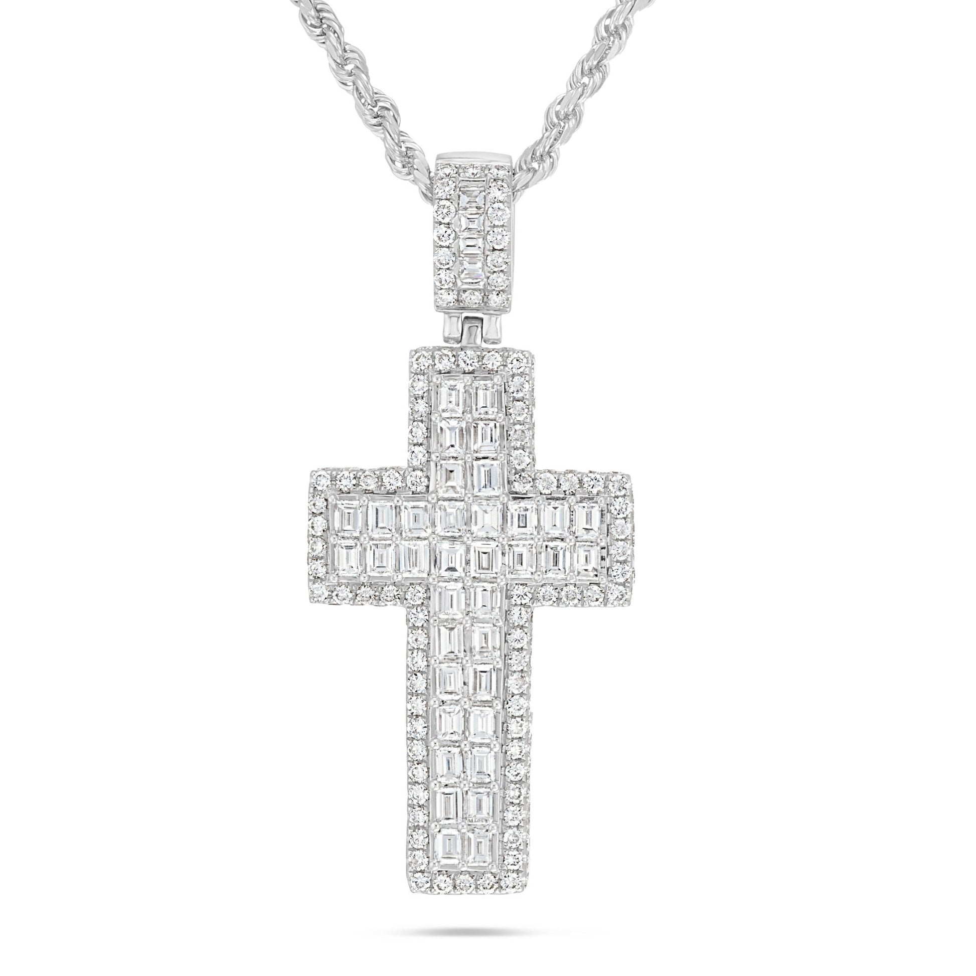 Emerald Diamond Cross Pendant - Shyne Jewelers White Gold Shyne Jewelers