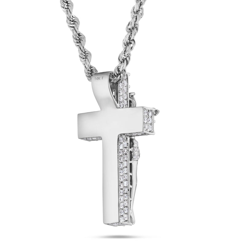 White Gold Cross Pendant 14k White Gold Shiny Square Cross Pendant