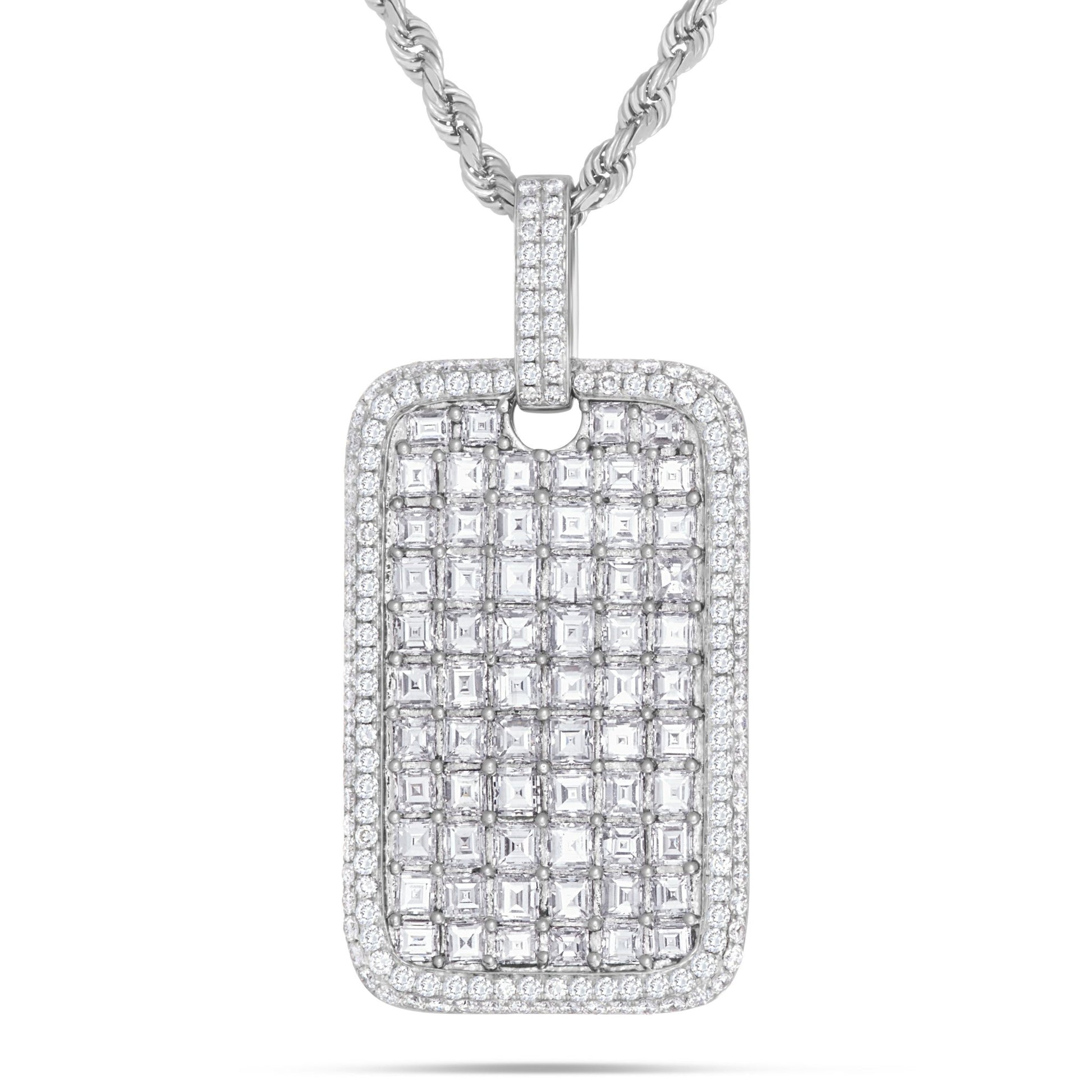 Emerald Diamond Dog Tag Pendant - Shyne Jewelers Shyne Jewelers