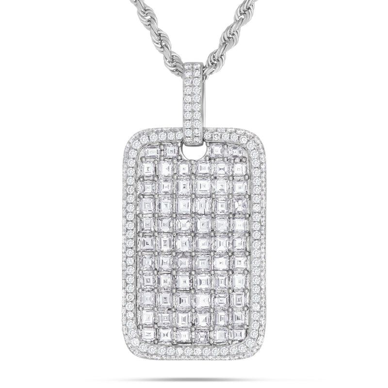 Emerald Diamond Dog Tag Pendant - Shyne Jewelers Shyne Jewelers