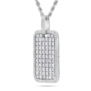 Emerald Diamond Dog Tag Pendant - Shyne Jewelers Shyne Jewelers