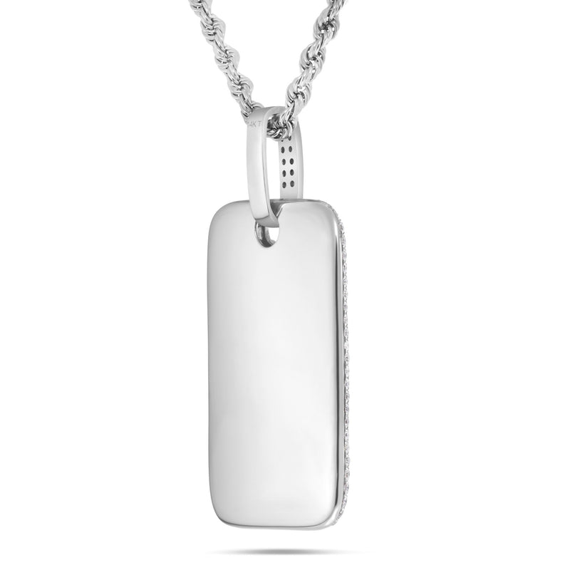 14K White Gold Emerald Diamond Dog Tag Pendant – SHYNE
