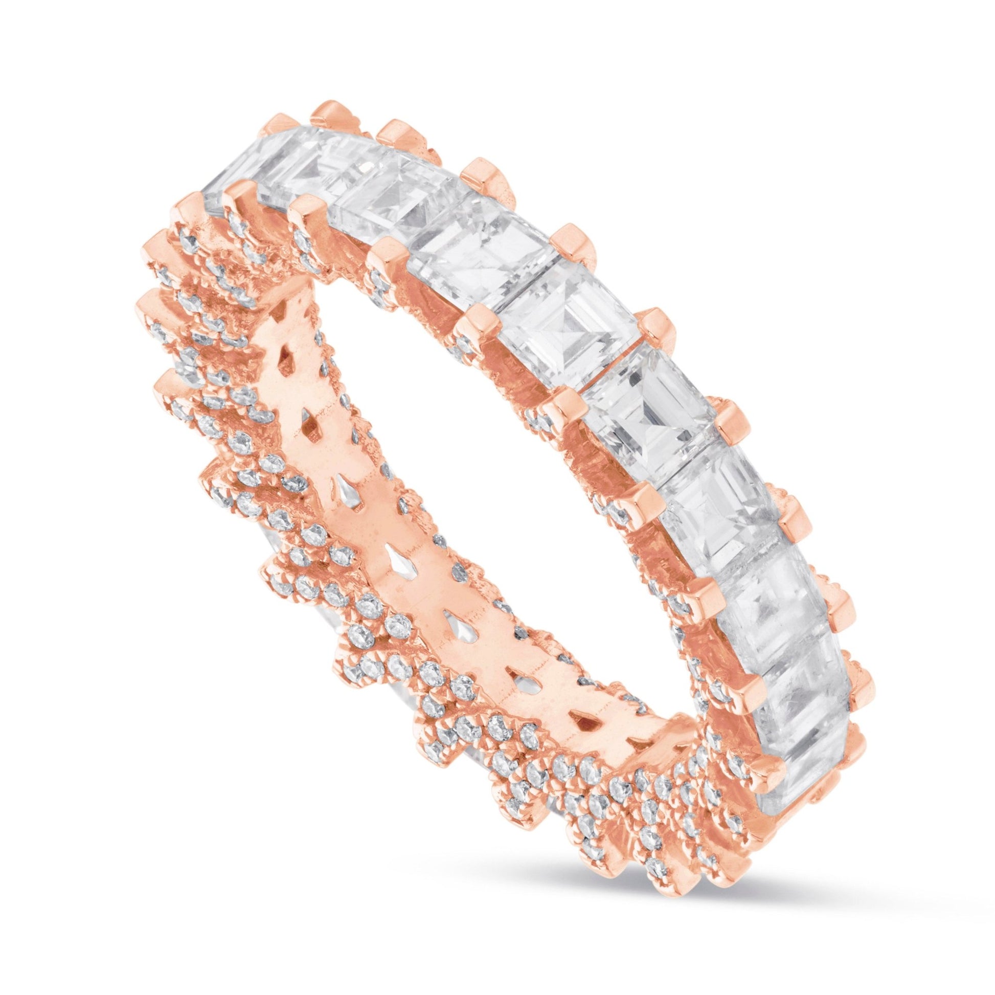 Emerald Diamond Eternity Band - Shyne Jewelers Rose Gold 4 Shyne Jewelers