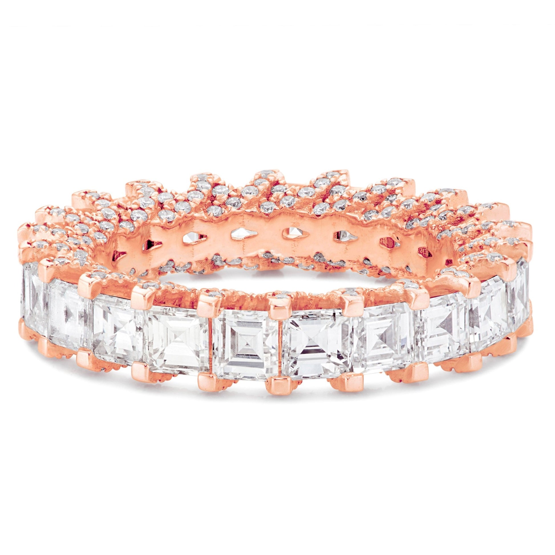Emerald Diamond Eternity Band - Shyne Jewelers Rose Gold 4 Shyne Jewelers