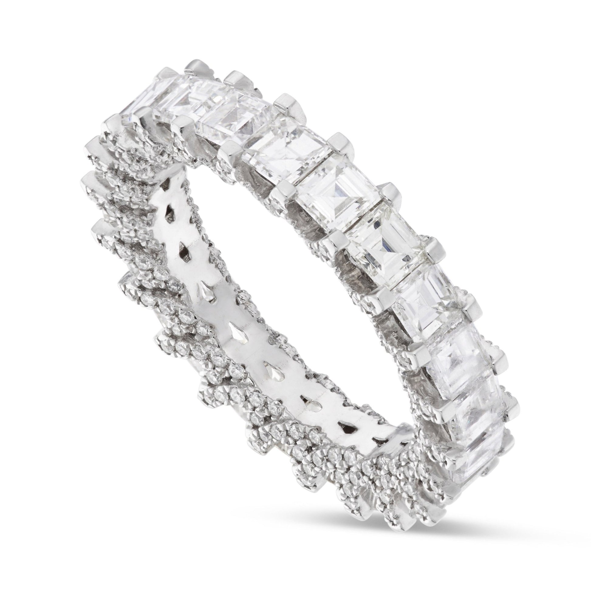 Emerald Diamond Eternity Band - Shyne Jewelers White Gold 4 Shyne Jewelers
