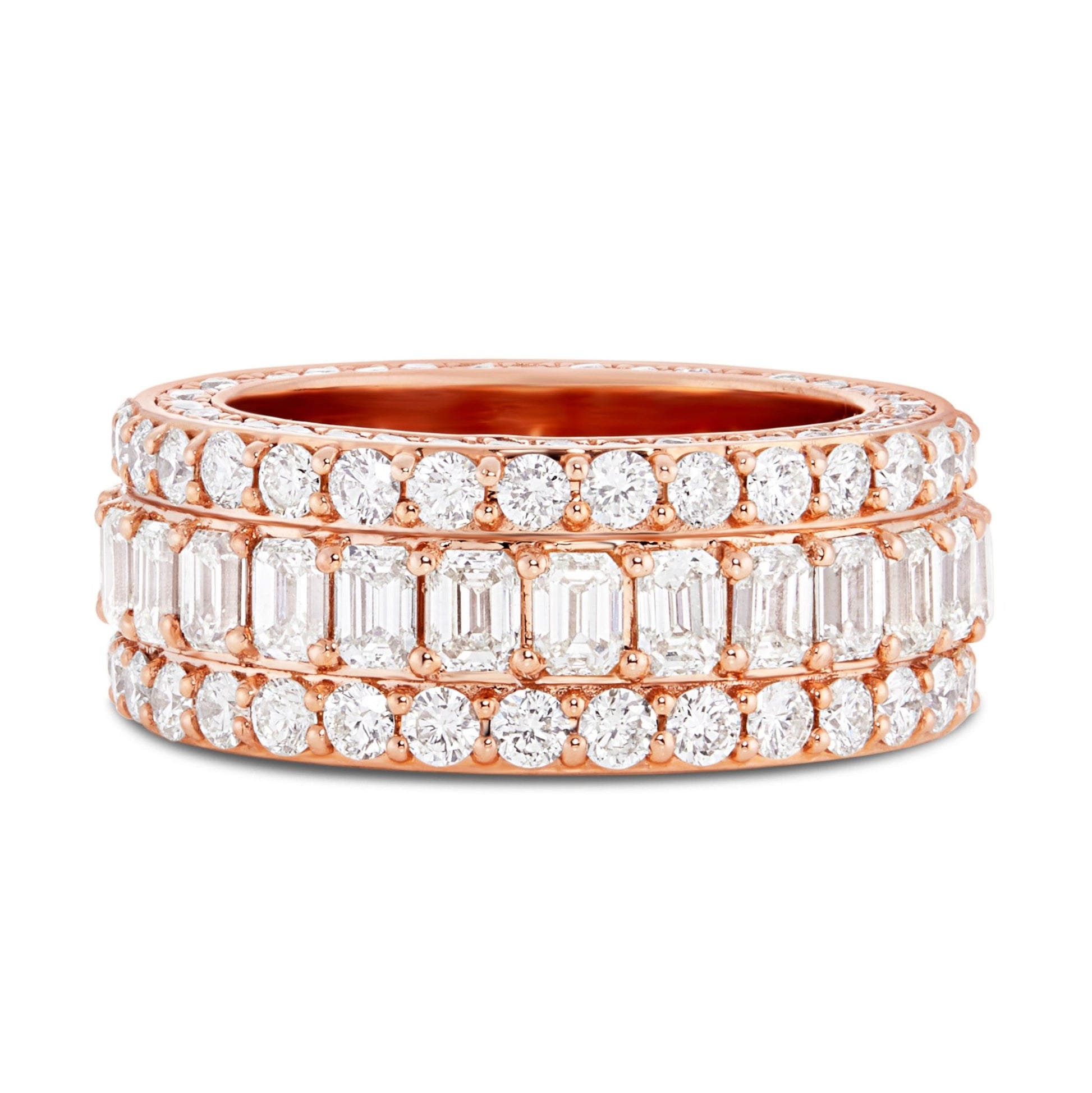 Emerald Diamond Eternity Ring - Shyne Jewelers Rose Gold Shyne Jewelers