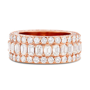Emerald Diamond Eternity Ring - Shyne Jewelers Rose Gold Shyne Jewelers