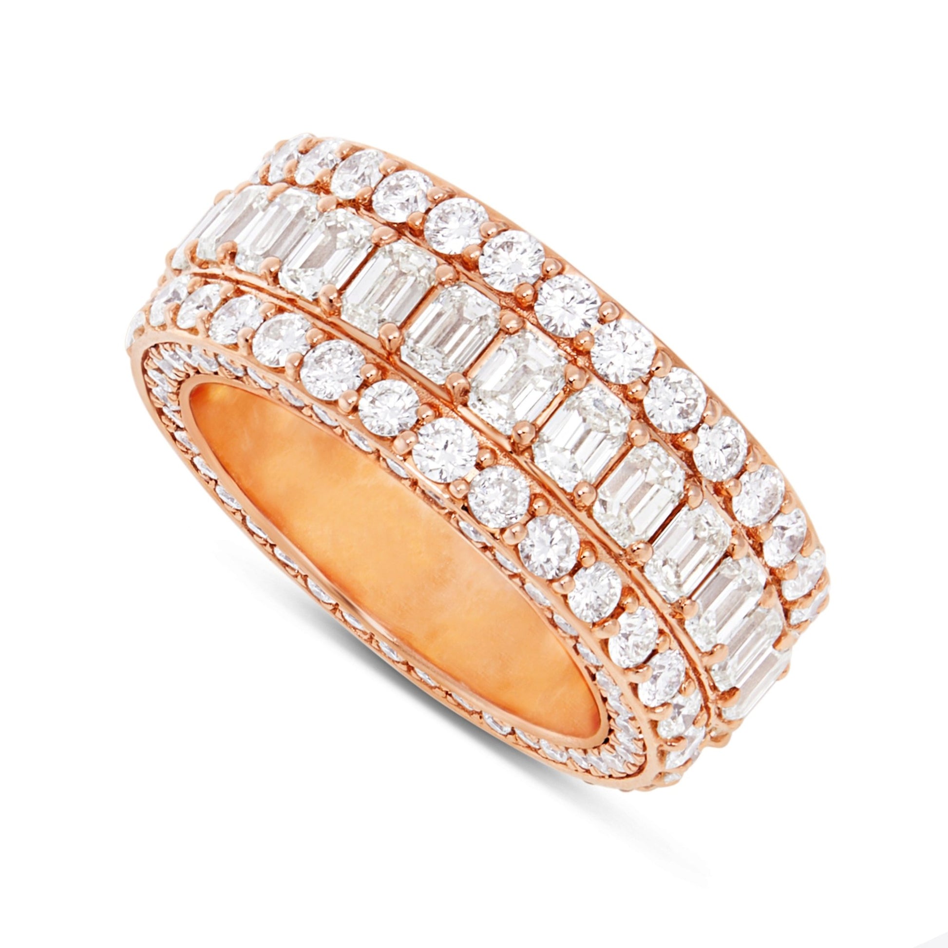 Emerald Diamond Eternity Ring - Shyne Jewelers Rose Gold Shyne Jewelers