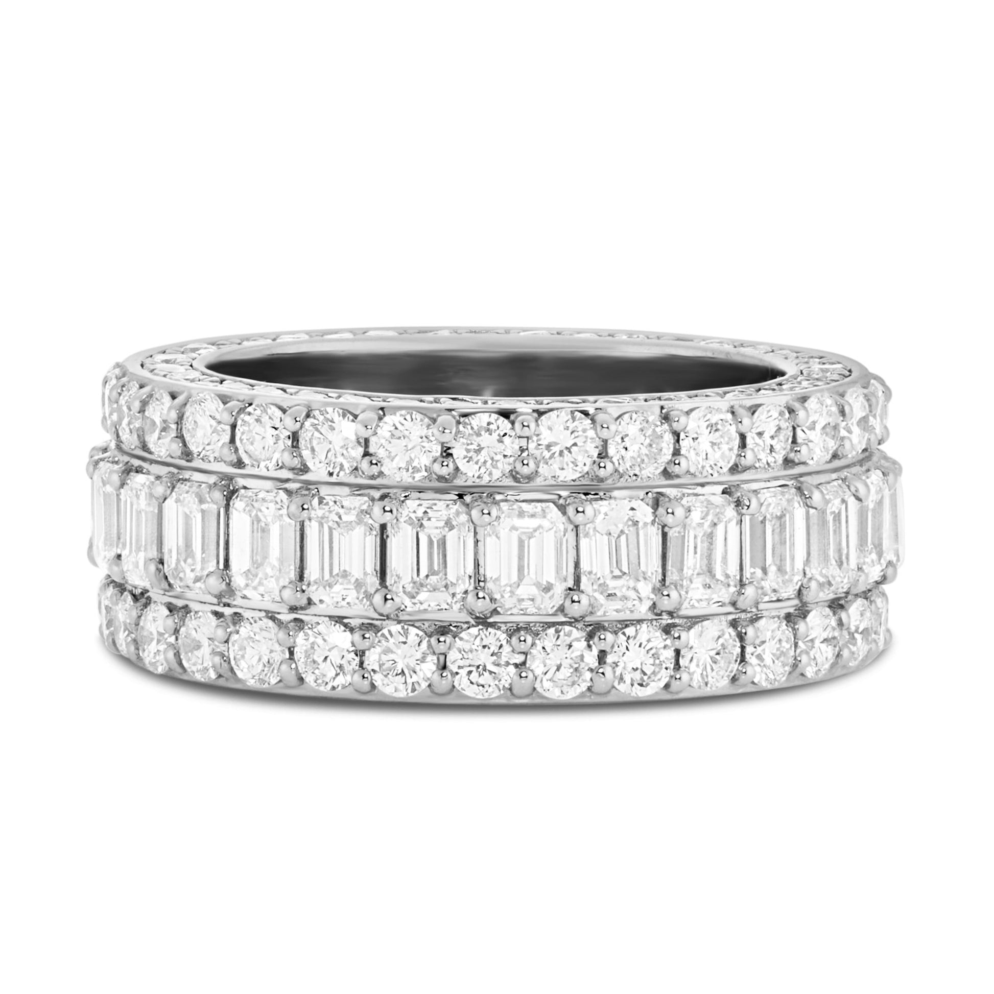 Emerald Diamond Eternity Ring - Shyne Jewelers White Gold Shyne Jewelers