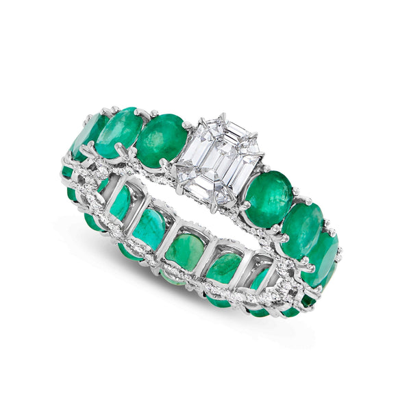 Emerald Oval Eternity Ring - Shyne Jewelers EMERALDETERNBAND_2 Shyne Jewelers