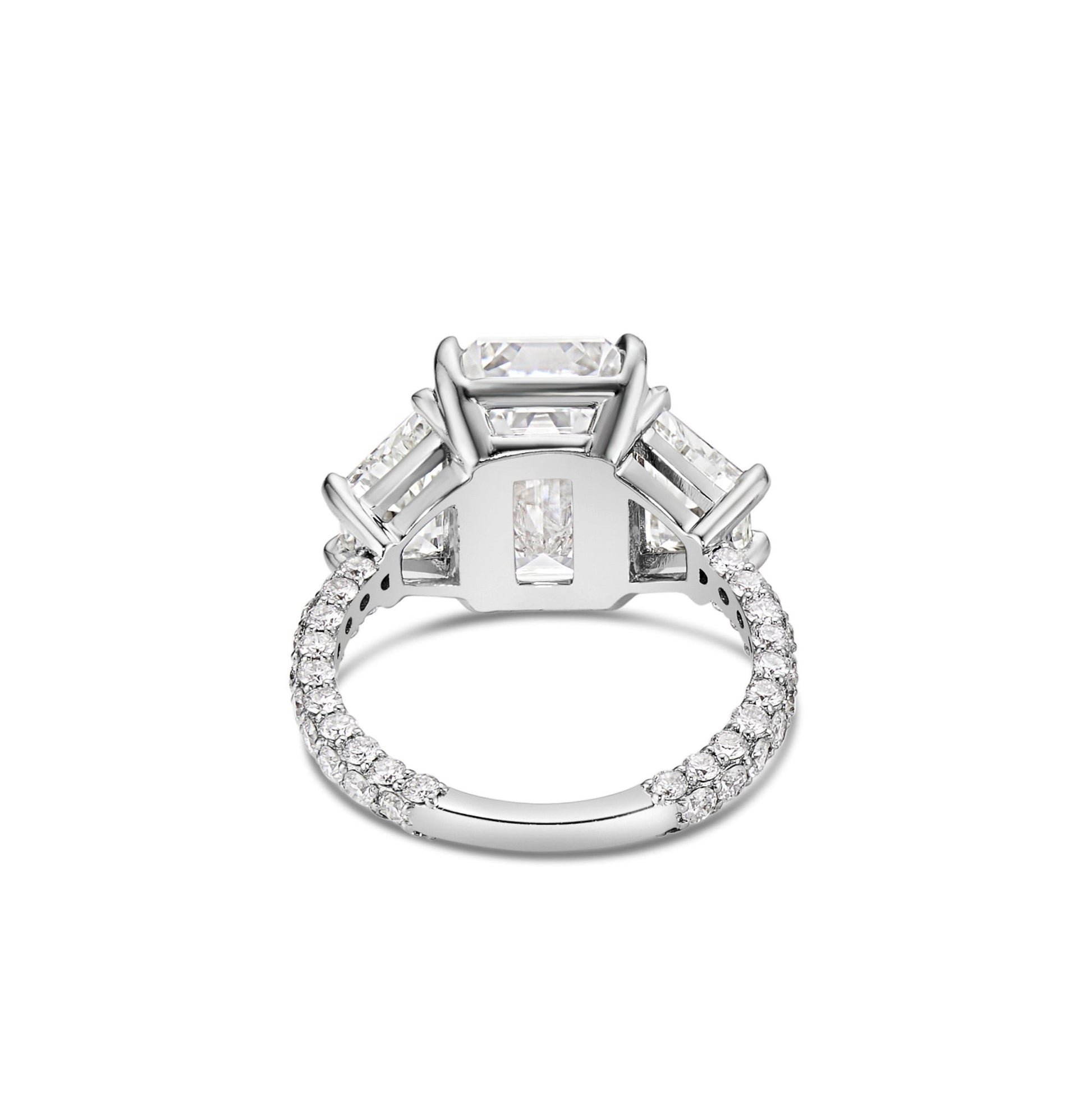 Emerald Three Stone Diamond Engagement Ring - Shyne Jewelers EMERALDER_2 Shyne Jewelers