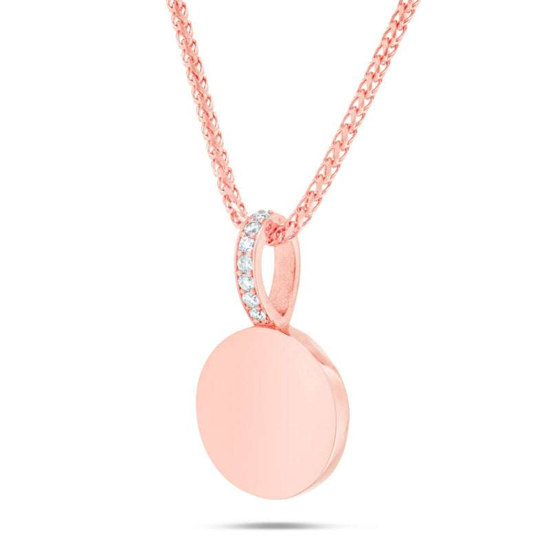 Engravable Circle Pendant with Diamond Bail - Shyne Jewelers 160-00198 Rose Gold Shyne Jewelers