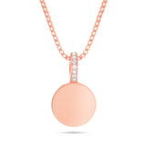 Engravable Circle Pendant with Diamond Bail - Shyne Jewelers 160-00198 Rose Gold Shyne Jewelers