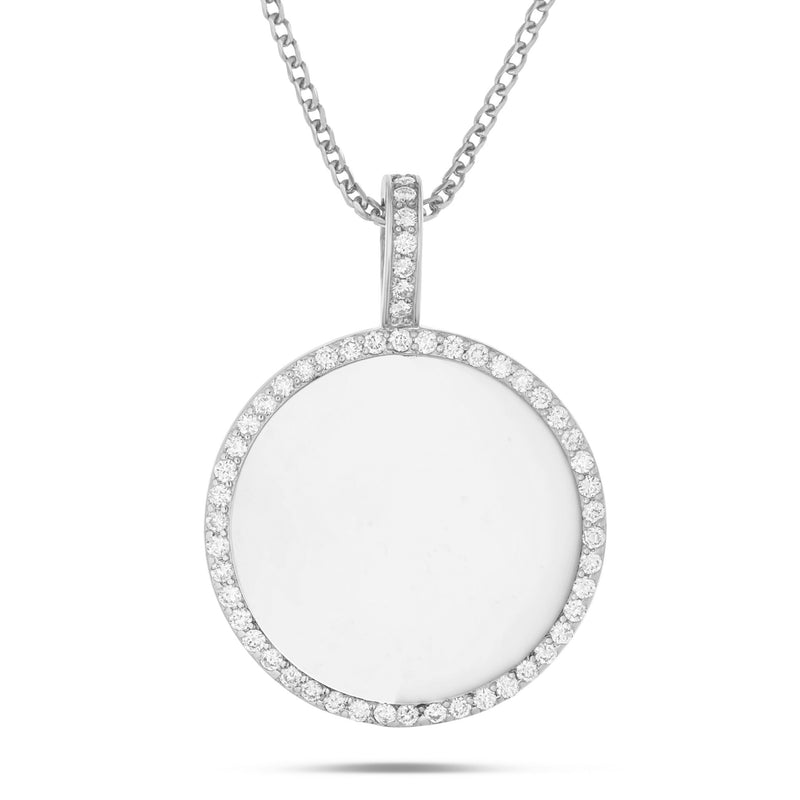 Engravable Diamond Circle Pendant, Large - Shyne Jewelers 160-00551 White Gold Shyne Jewelers