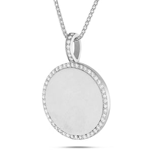 Engravable Diamond Circle Pendant, Large - Shyne Jewelers 160-00551 White Gold Shyne Jewelers