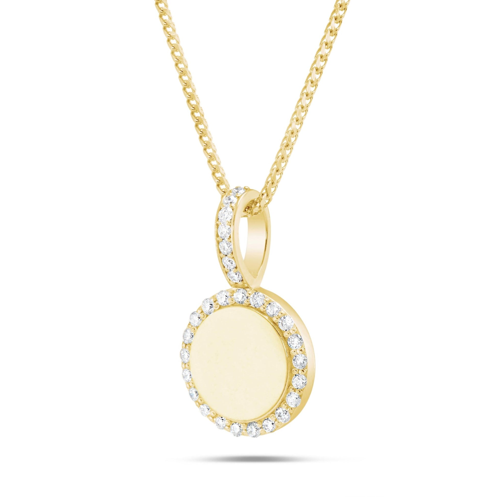 Engravable Diamond CirclePendant, Small - Shyne Jewelers Yellow Gold Shyne Jewelers