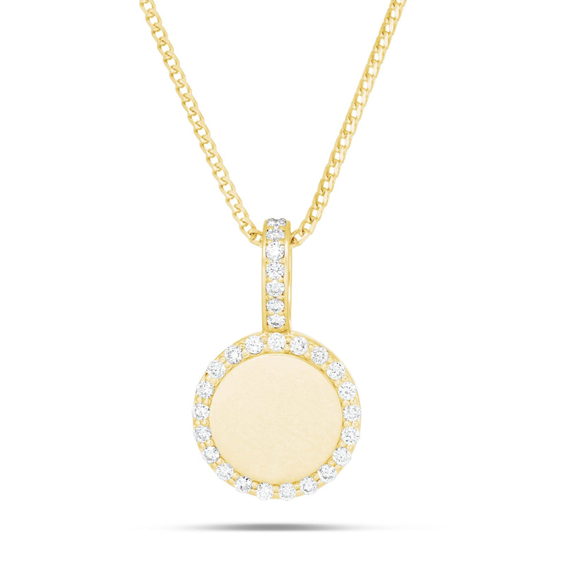 Engravable Diamond CirclePendant, Small - Shyne Jewelers Yellow Gold Shyne Jewelers