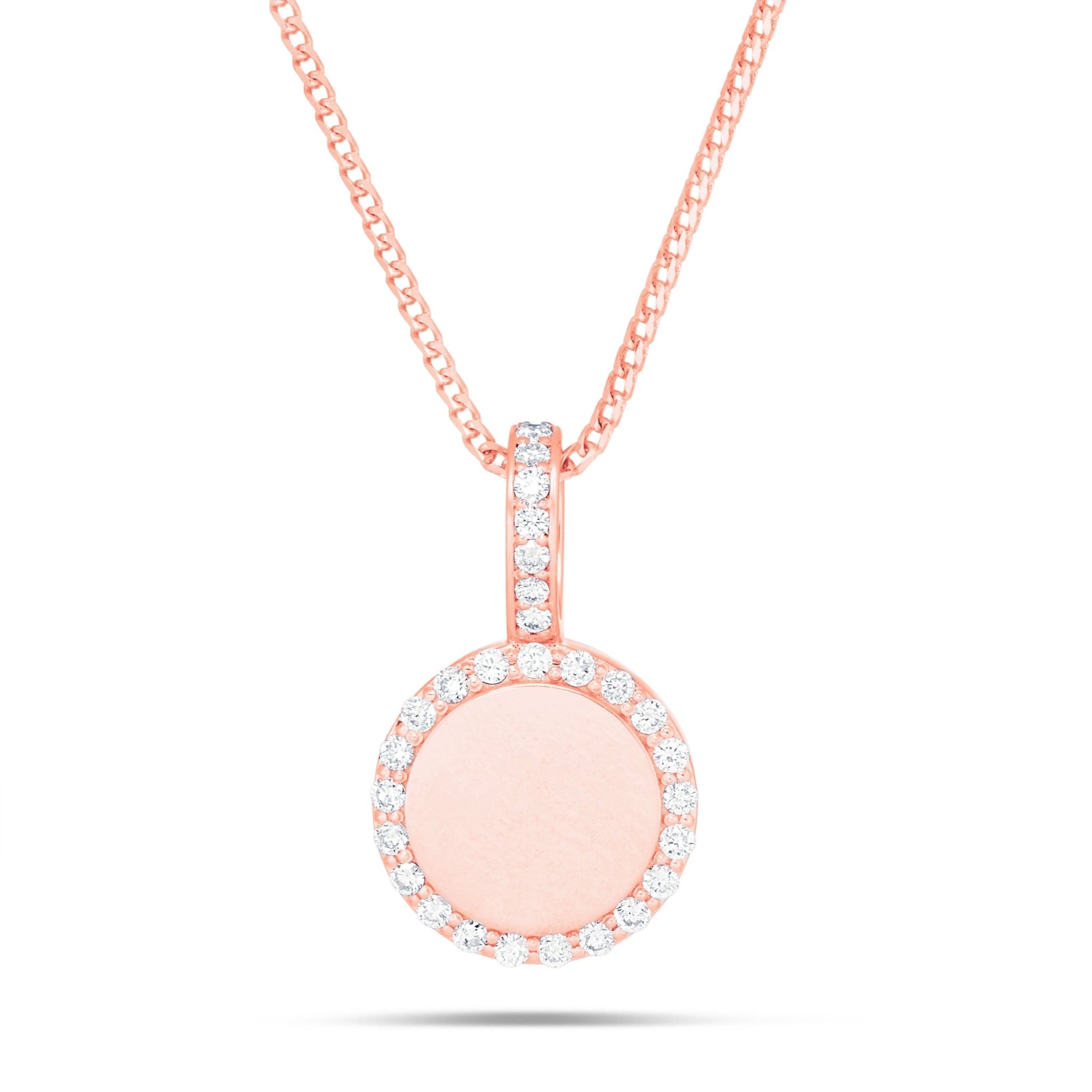 Engravable Diamond CirclePendant, Small - Shyne Jewelers Rose Gold Shyne Jewelers