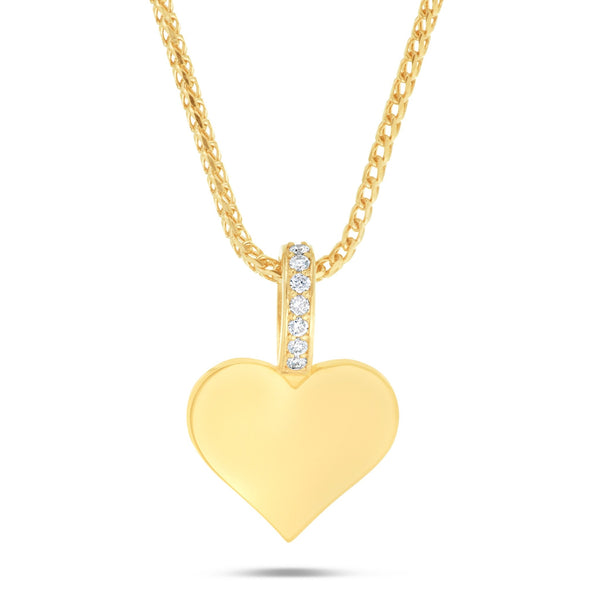 Engravable Heart Pendant with Diamond Bail - Shyne Jewelers Yellow Gold Shyne Jewelers