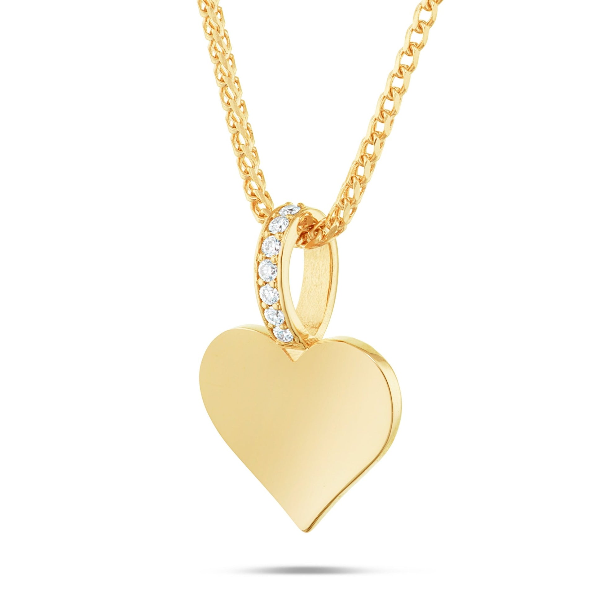 Engravable Heart Pendant with Diamond Bail - Shyne Jewelers Yellow Gold Shyne Jewelers