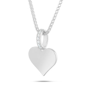 Engravable Heart Pendant with Diamond Bail - Shyne Jewelers White Gold Shyne Jewelers