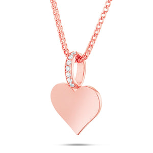 Engravable Heart Pendant with Diamond Bail - Shyne Jewelers Rose Gold Shyne Jewelers