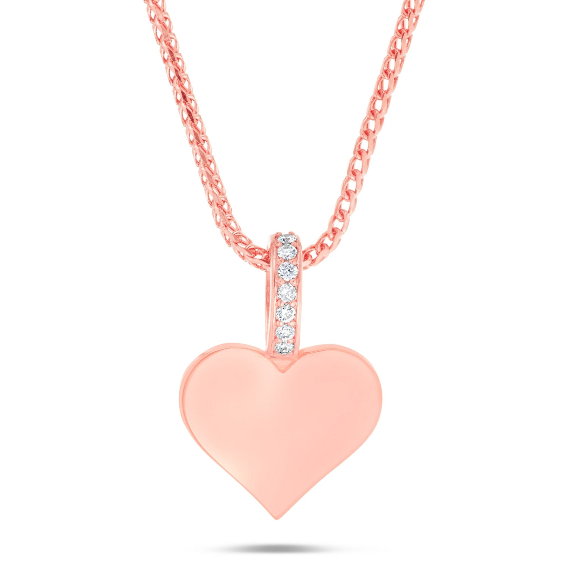 Engravable Heart Pendant with Diamond Bail - Shyne Jewelers Rose Gold Shyne Jewelers