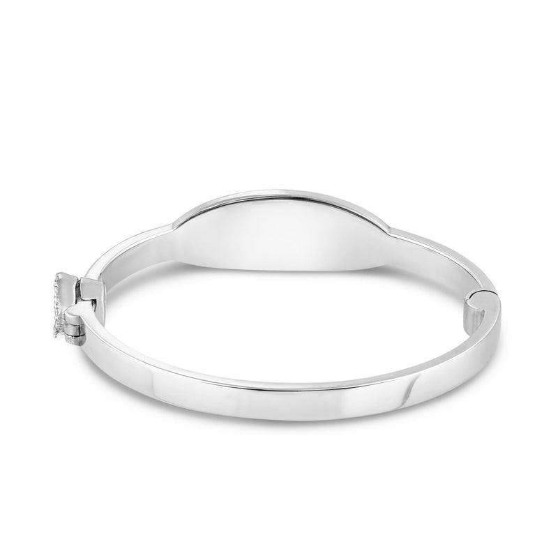 Engravable Oval Baby Bangle with Diamonds - Shyne Jewelers 170-BID-O White Gold Shyne Jewelers