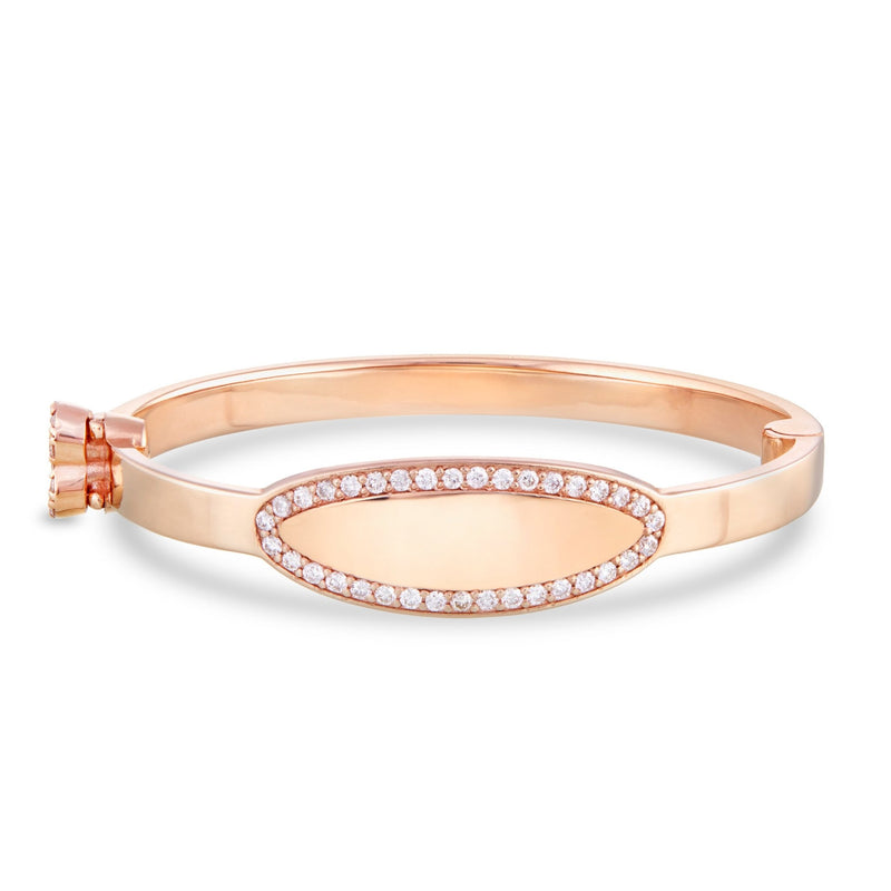 Engravable Oval Baby Bangle with Diamonds - Shyne Jewelers 170-BID-O Rose Gold Shyne Jewelers