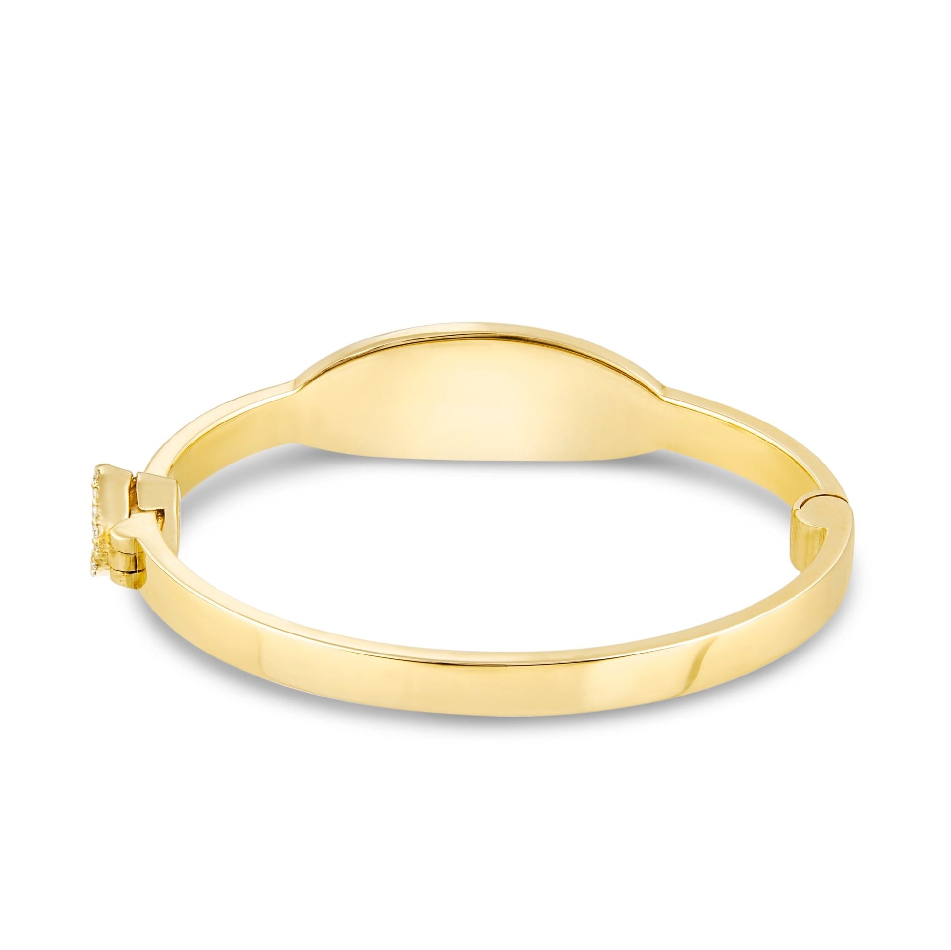 Engravable Oval Baby Bangle with Diamonds - Shyne Jewelers 170-BID-O Yellow Gold Shyne Jewelers