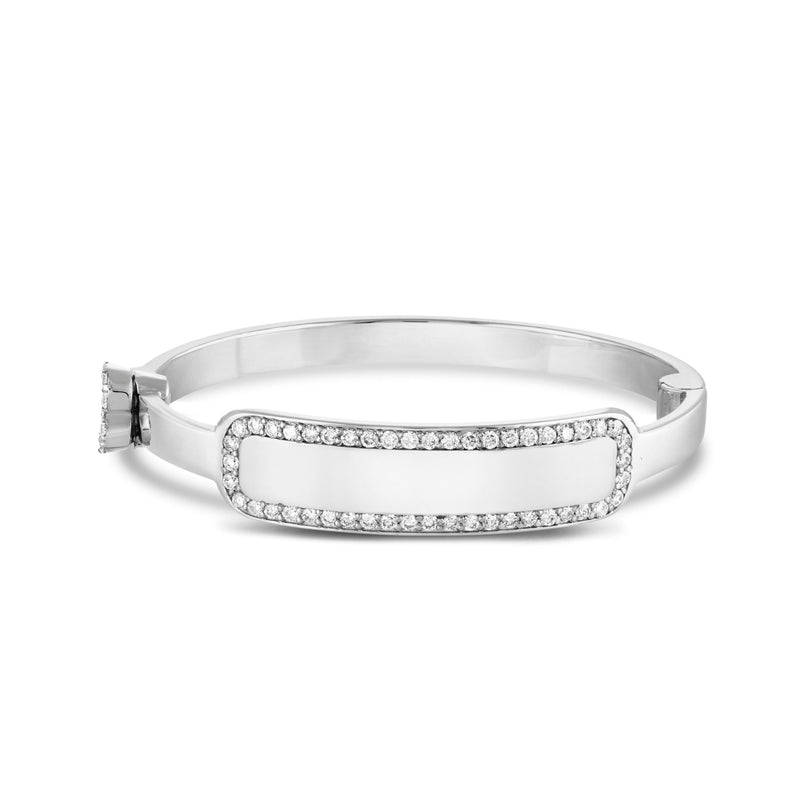 Engravable Rectangle Baby Bangle with Diamonds - Shyne Jewelers 170-BID-R White Gold Shyne Jewelers