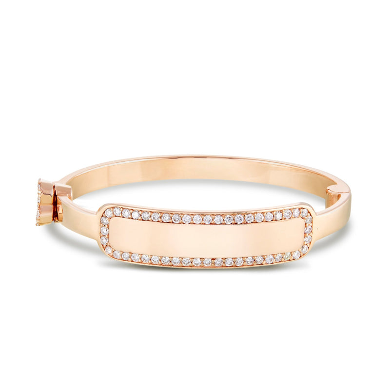 Engravable Rectangle Baby Bangle with Diamonds - Shyne Jewelers 170-BID-R Rose Gold Shyne Jewelers