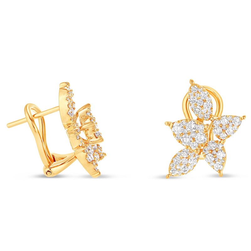 Floral Diamond Stud Earrings - Shyne Jewelers 150-00212 Yellow Gold Shyne Jewelers