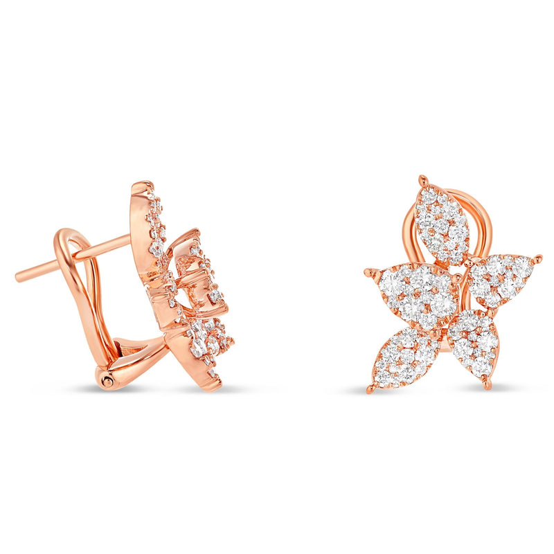 Floral Diamond Stud Earrings - Shyne Jewelers 150-00212 Rose Gold Shyne Jewelers