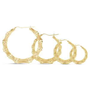 Gold Bamboo Name Hoops - Shyne Jewelers 1 Inch Shyne Jewelers