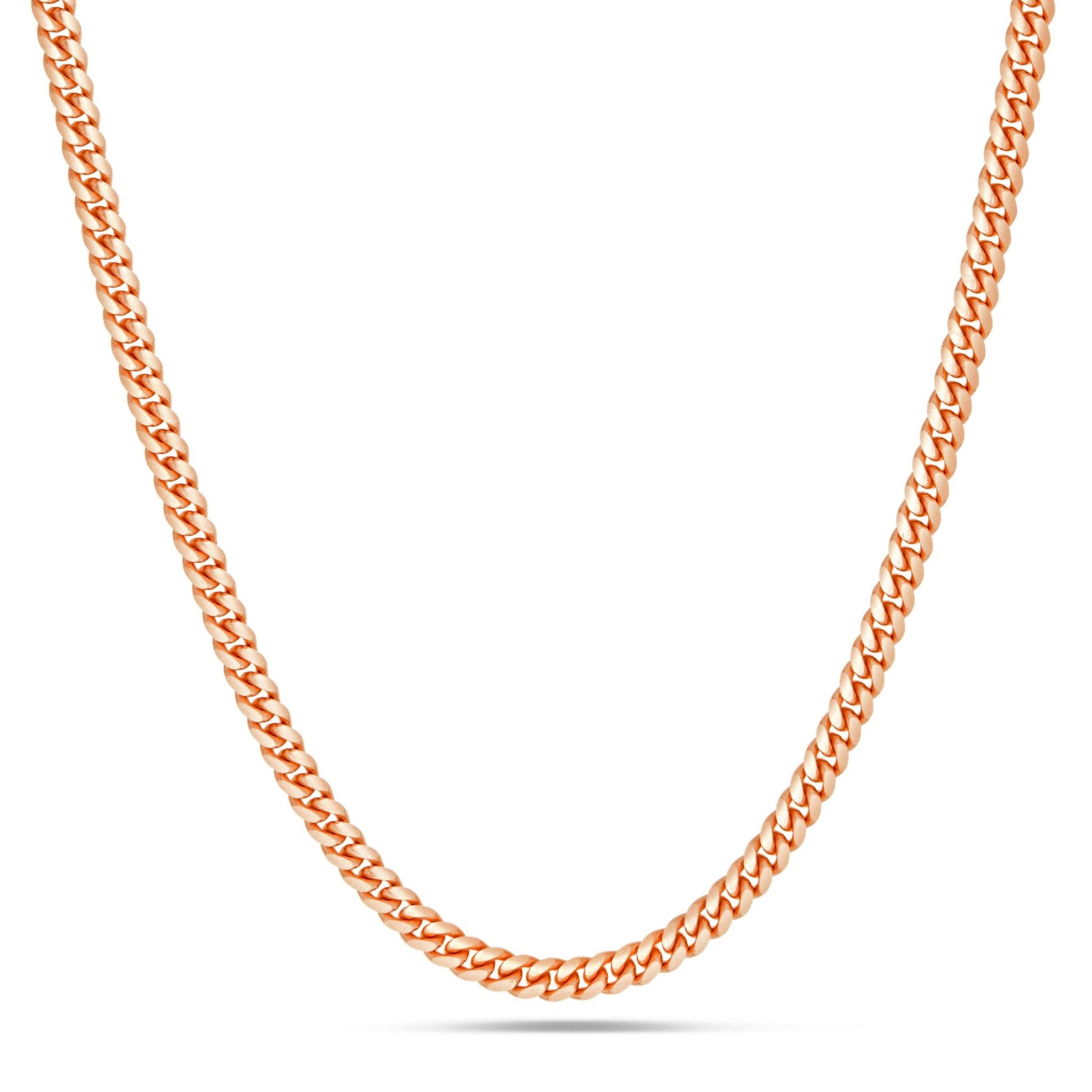 Gold Cuban Chain, 4mm - Shyne Jewelers 10KT Rose Gold 16" Shyne Jewelers