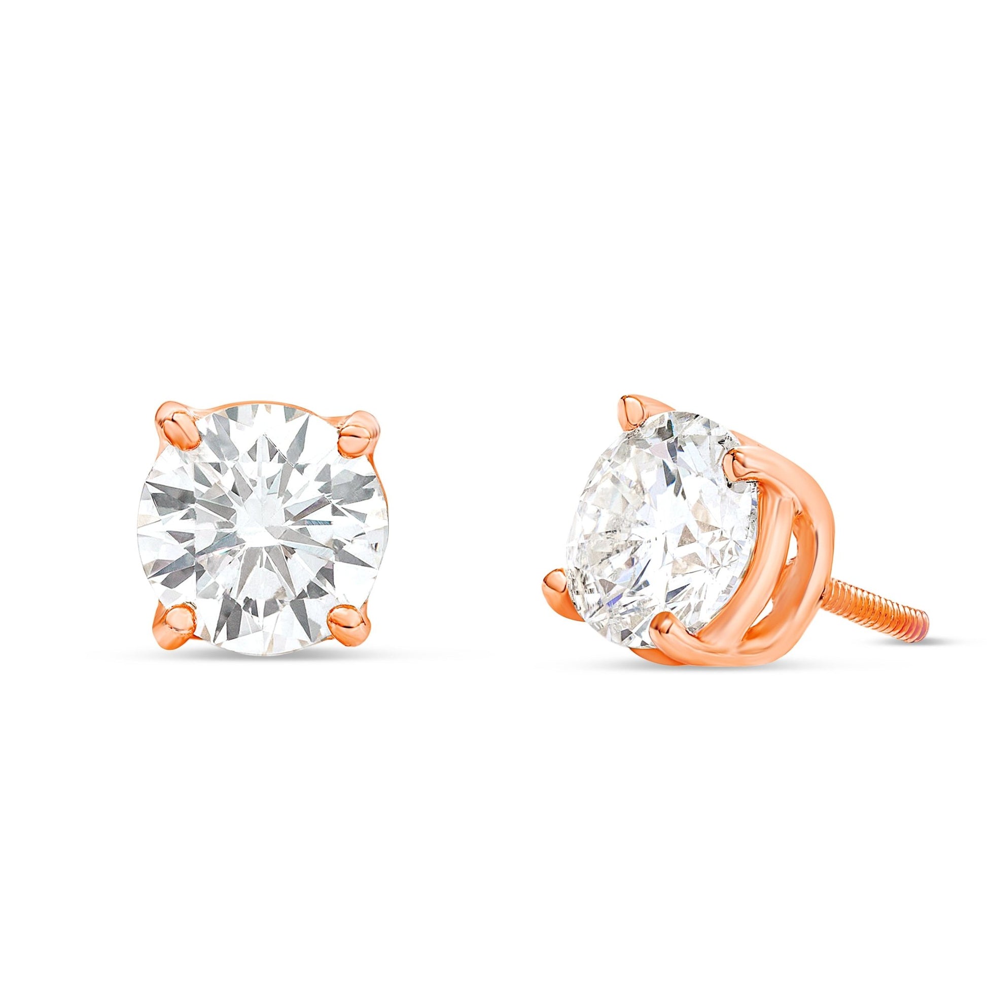 Gold Solitare Diamond Studs - Shyne Jewelers Rose Gold 0.25 ctw Shyne Jewelers