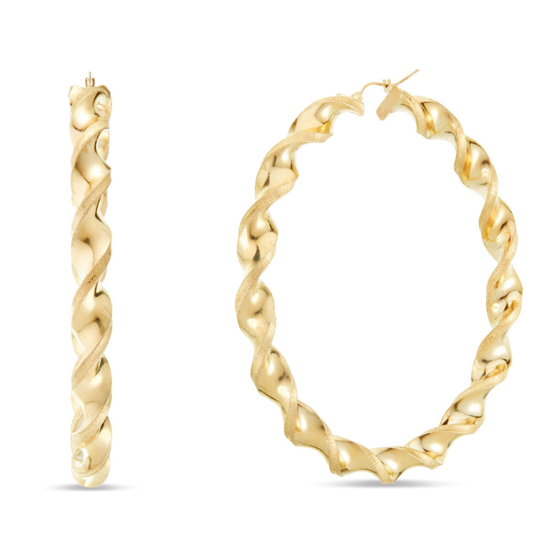 Gold Twist Hoops - Shyne Jewelers 2.5 Inches Shyne Jewelers