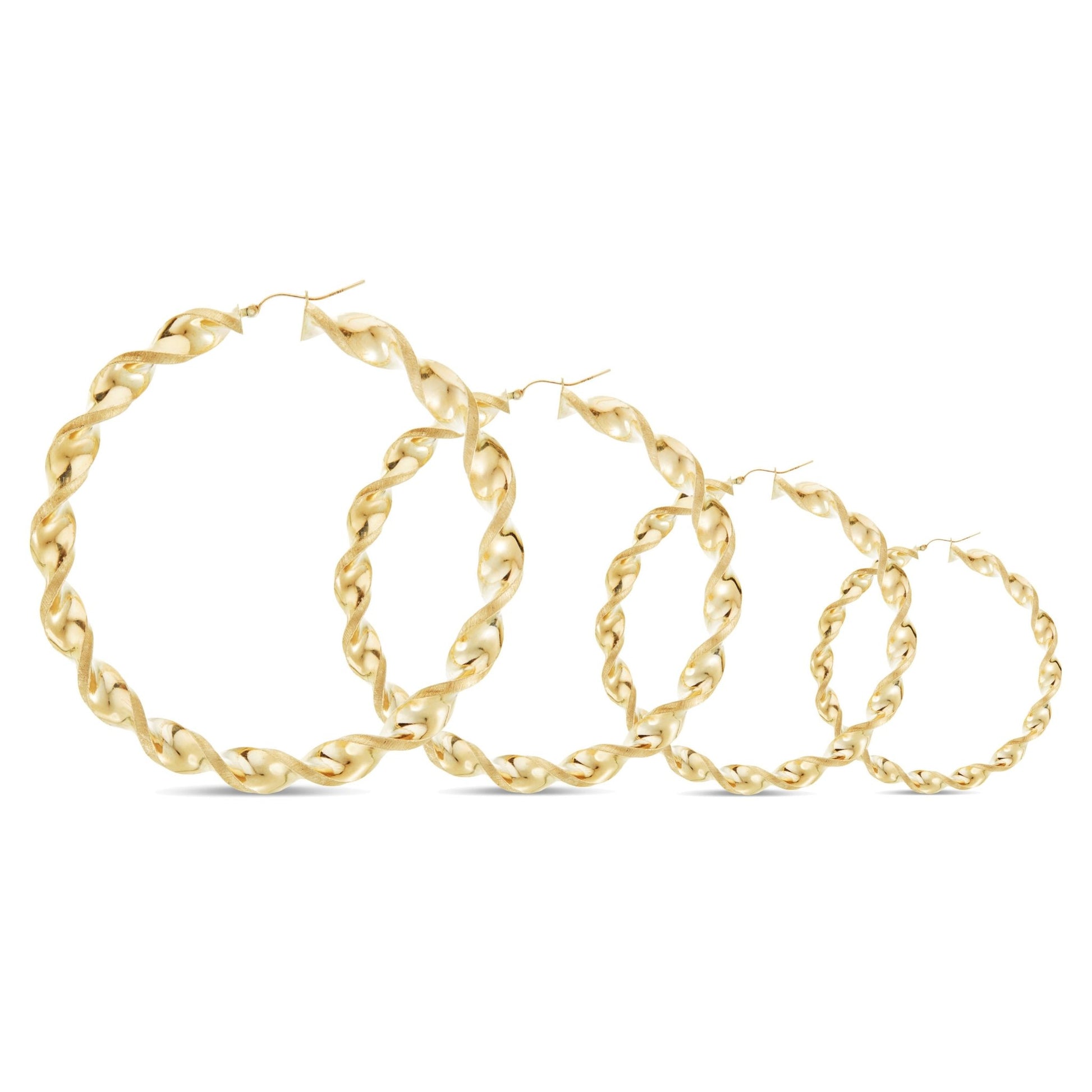Gold Twist Hoops - Shyne Jewelers 2.5 Inches Shyne Jewelers