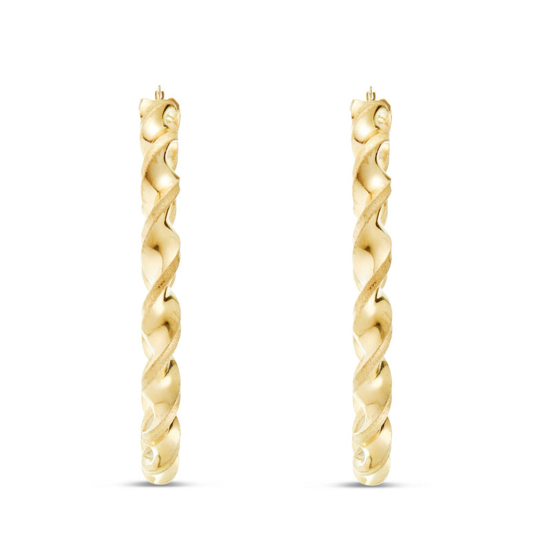 Gold Twist Hoops - Shyne Jewelers 2.5 Inches Shyne Jewelers