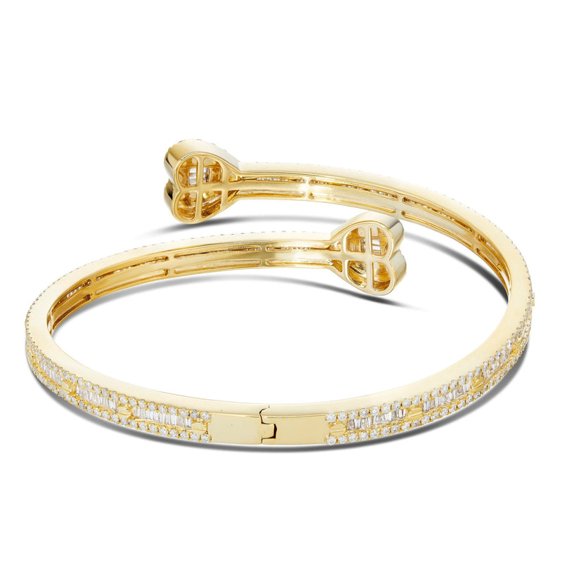 Heart Baguette Bangle Bracelet - Shyne Jewelers HEARTBANGLE_1 Yellow Gold Shyne Jewelers