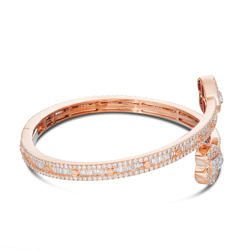 Heart Baguette Bangle Bracelet - Shyne Jewelers HEARTBANGLE_1 Rose Gold Shyne Jewelers