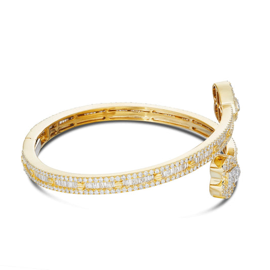 Heart Baguette Bangle Bracelet - Shyne Jewelers HEARTBANGLE_1 Yellow Gold Shyne Jewelers