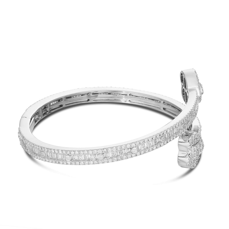 Heart Baguette Bangle Bracelet - Shyne Jewelers HEARTBANGLE_1 White Gold Shyne Jewelers