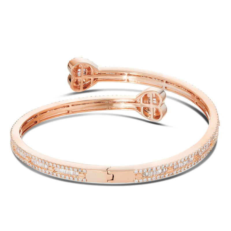 Heart Baguette Bangle Bracelet - Shyne Jewelers HEARTBANGLE_1 Rose Gold Shyne Jewelers