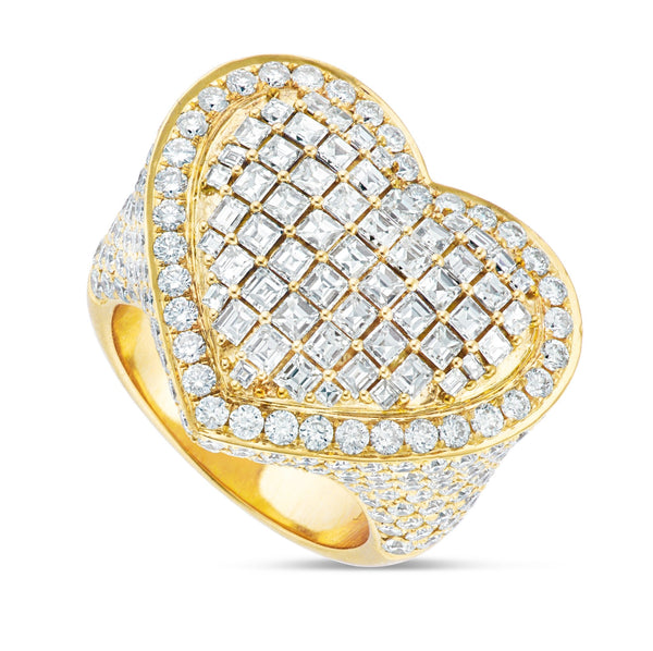 Heart Diamond Statement Ring - Shyne Jewelers SPC-R101 Yellow Gold 4 Shyne Jewelers