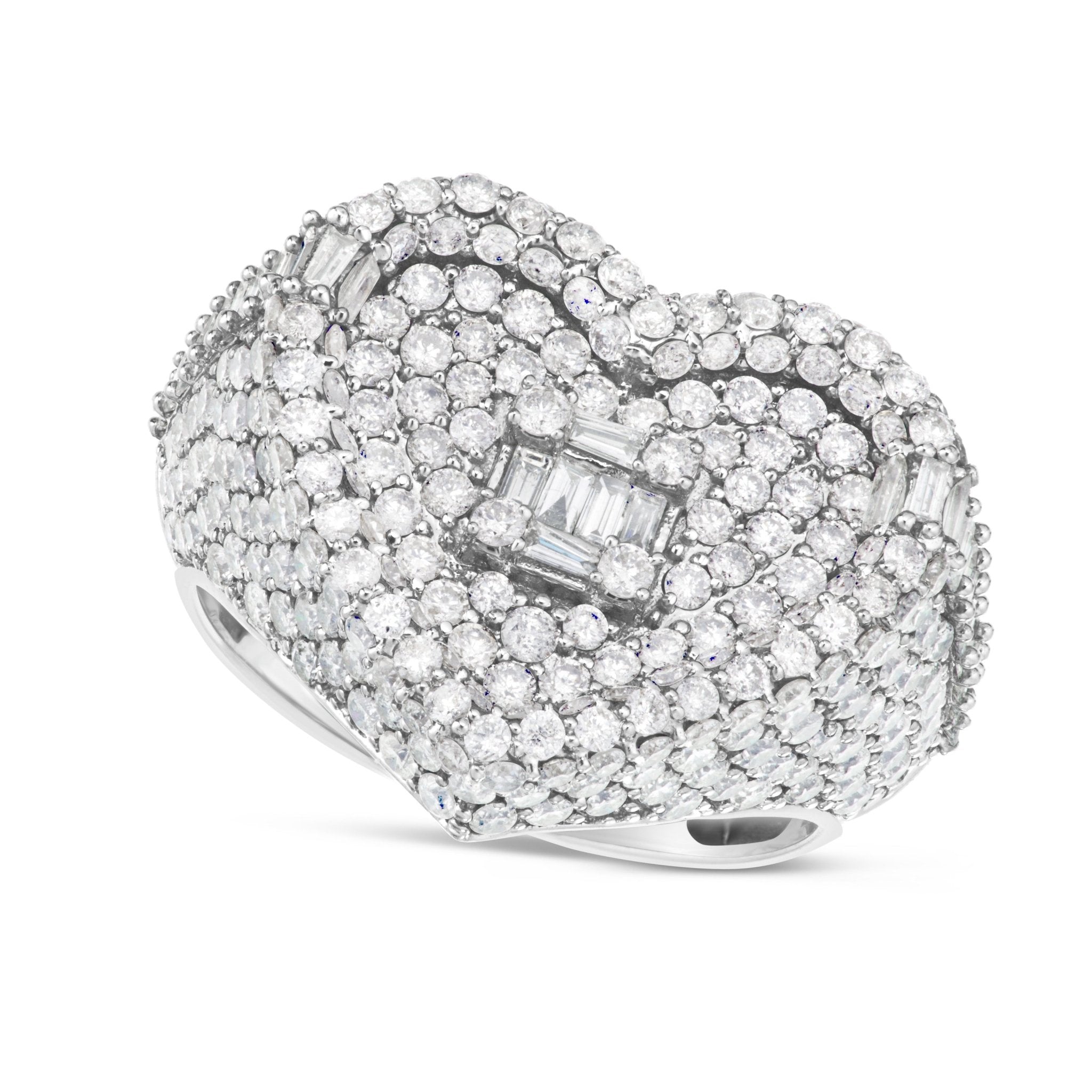 10K White Gold 1.75ct Heart Baguette Diamond Statement Ring – SHYNE ...