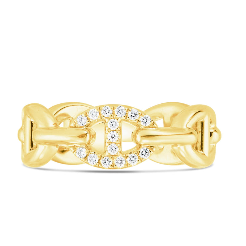 Hermes Link Ring with Diamonds - Shyne Jewelers Yellow Gold 4 Shyne Jewelers