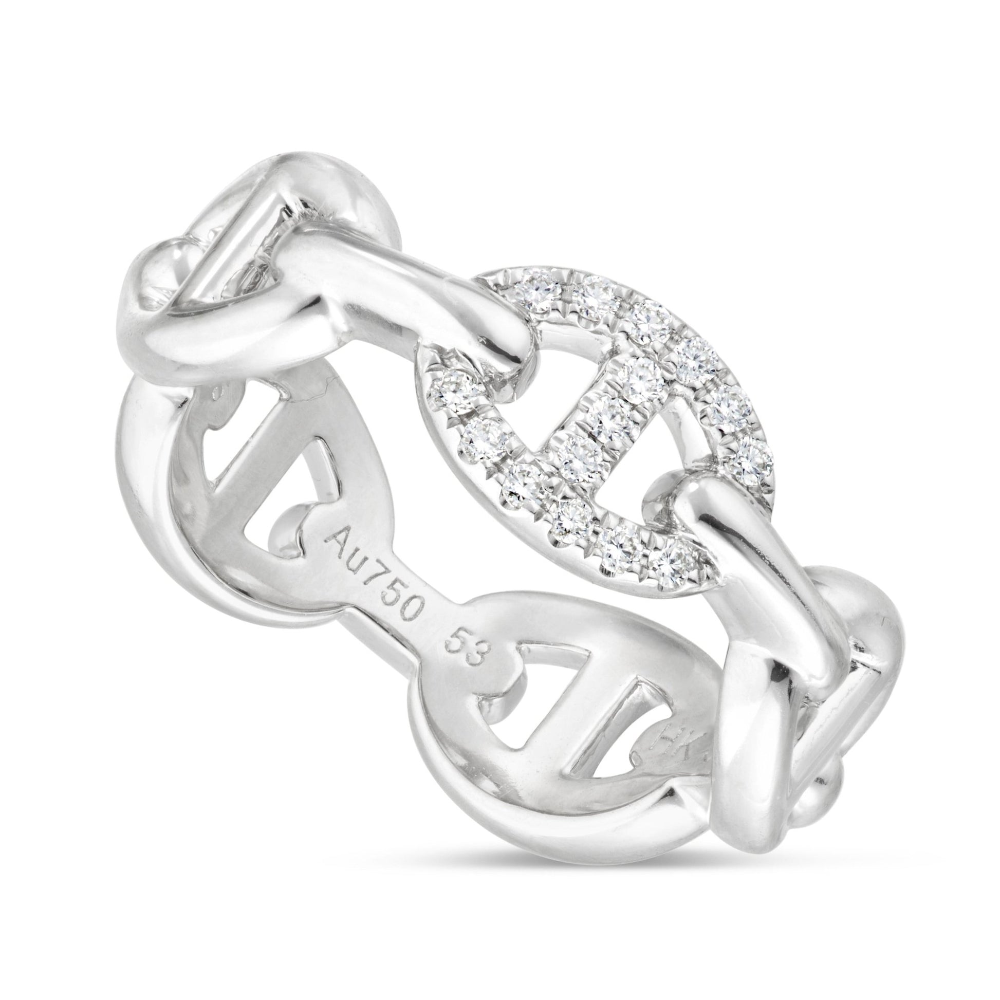 Hermes Link Ring with Diamonds - Shyne Jewelers White Gold 4 Shyne Jewelers