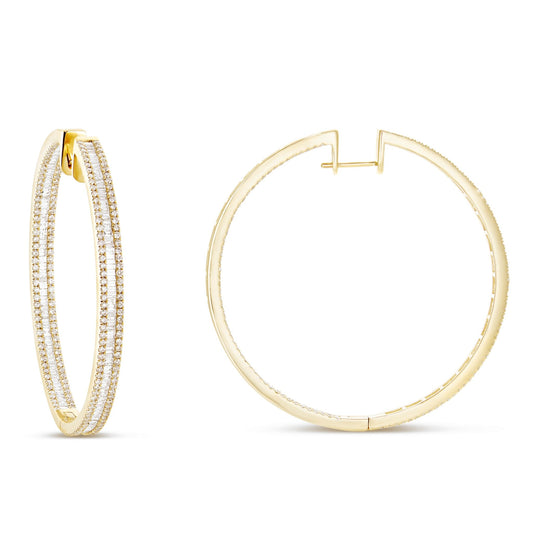 Hoop Diamond Baguette Earrings - Shyne Jewelers Yellow Gold Shyne Jewelers